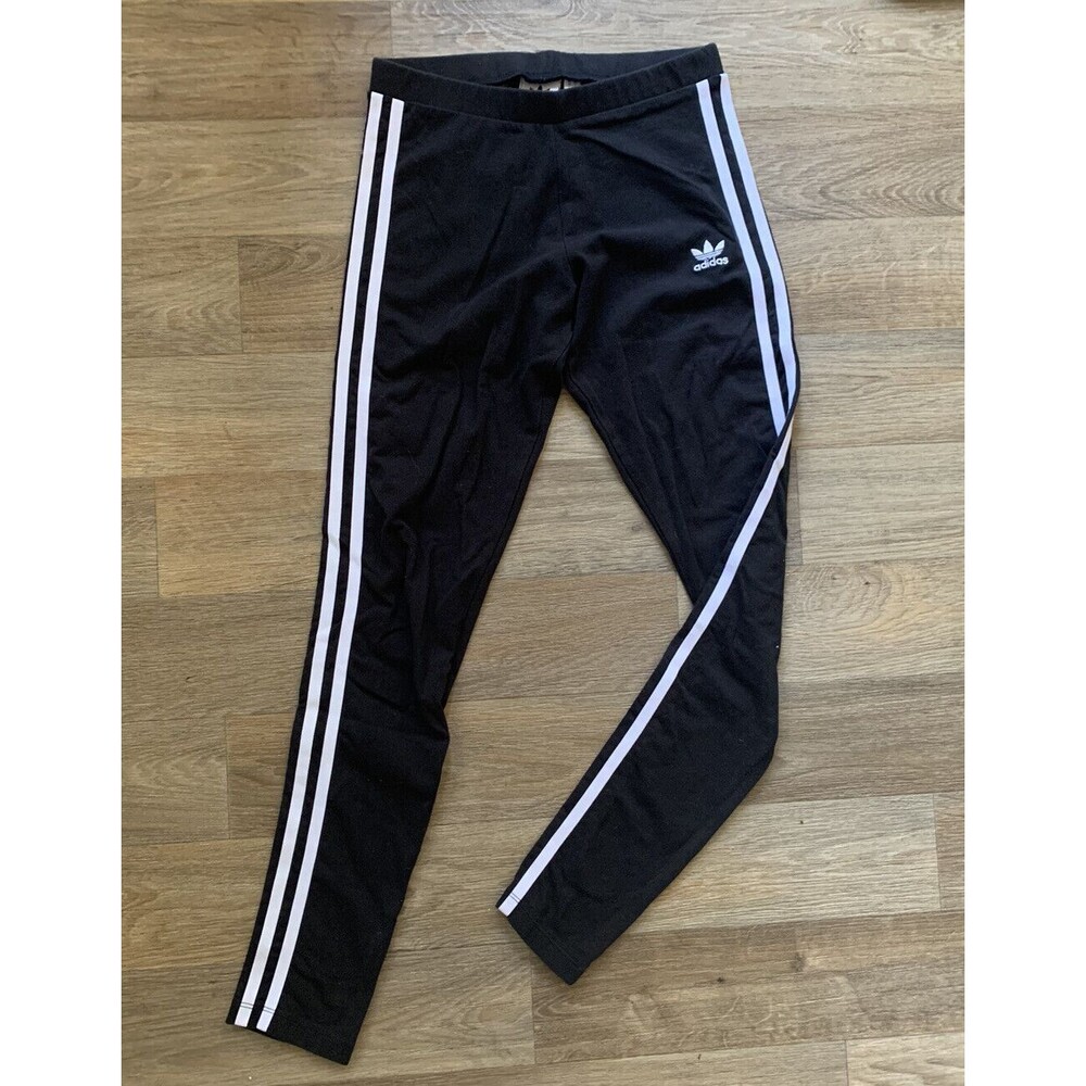 Adidas Leggings Black Three Stripes Size Small